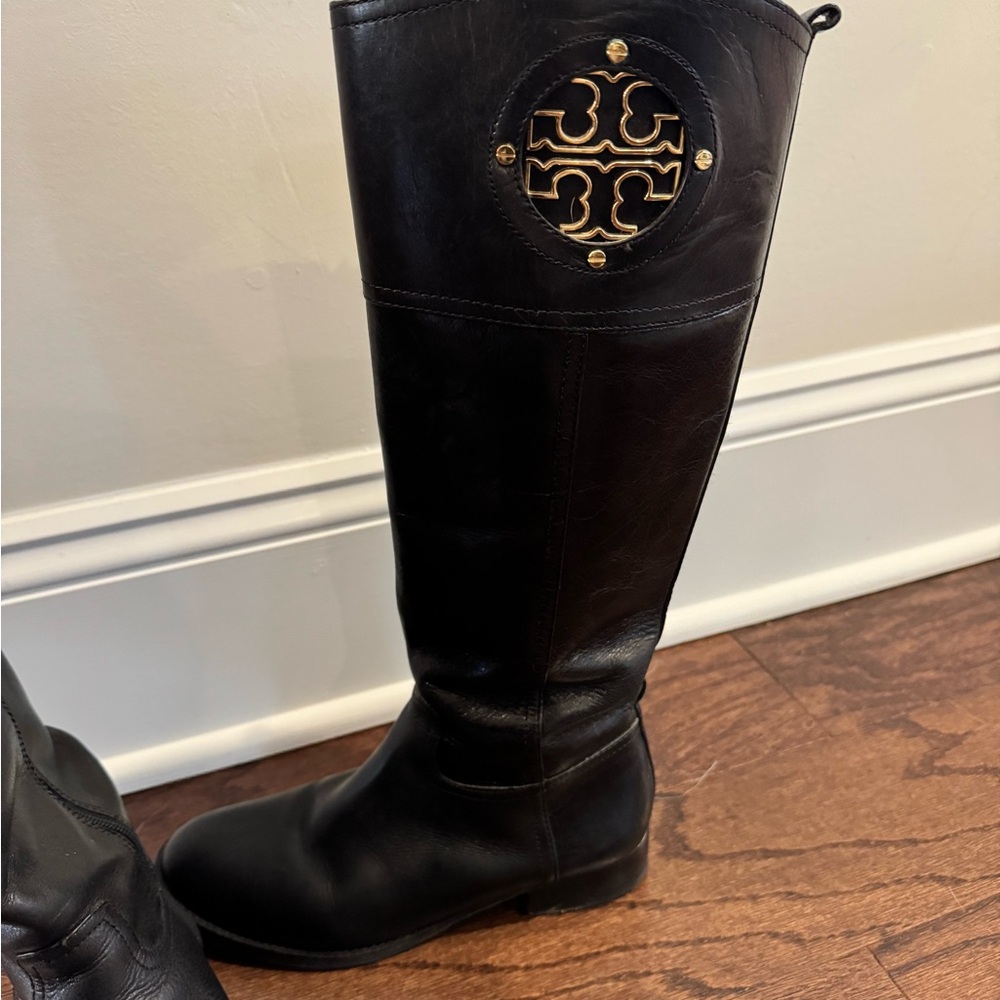 Tory Burch Black Leather Boots Size 7M